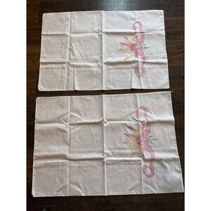 Set of 2 Vintage Coquette Grandmacore Hand Stitched Pillow Cases